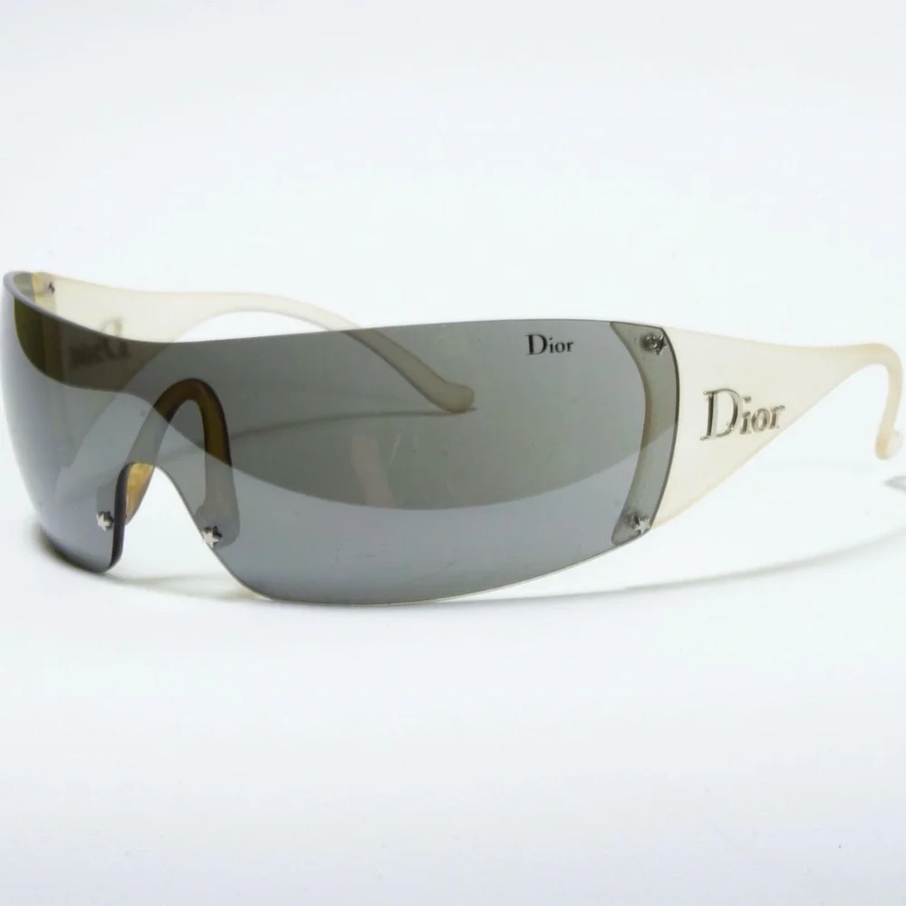 Auth RARE DIOR SKI 5 VA2 Shield Sunglass SET Case sport strap opaque white black